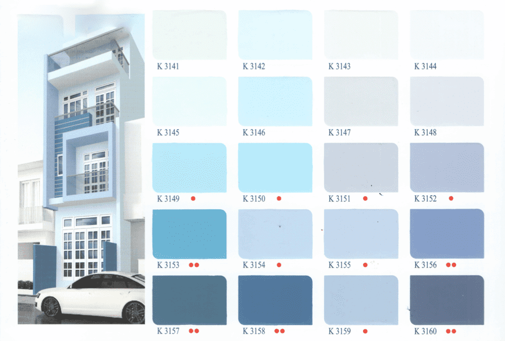 Bảng màu sơn nhà màu trắng ánh xanh