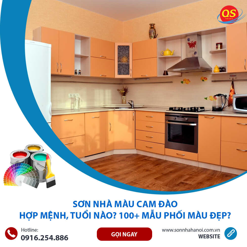 Sơn màu cam đào cho nhà bếp