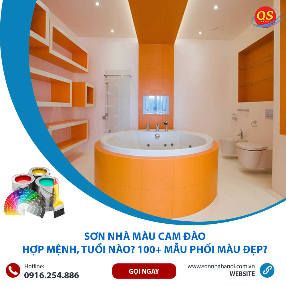 Sơn màu cam đào cho phòng tắm