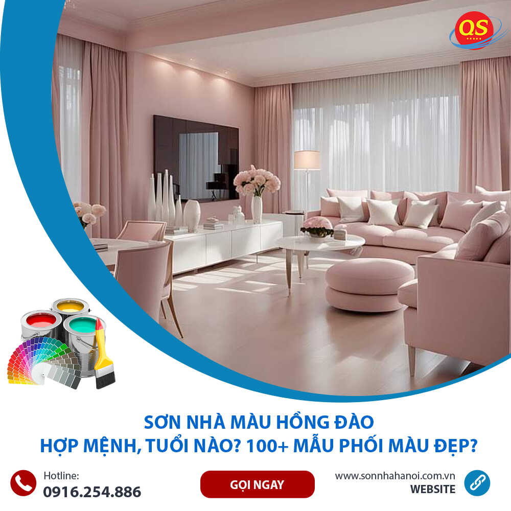 Sơn màu hồng đào cho phòng khách Sơn màu hồng đào cho phòng khách