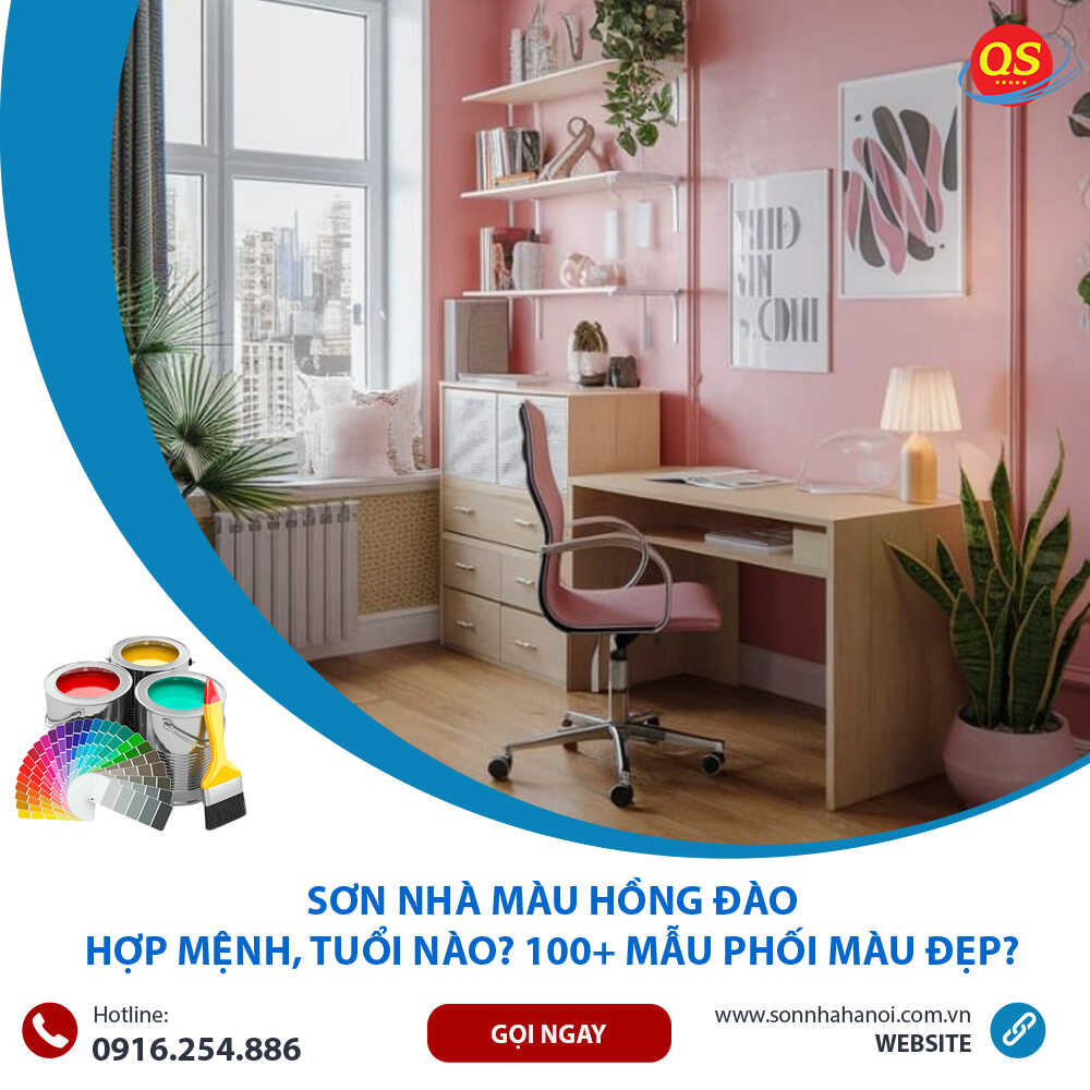 Sơn màu hồng đào cho phòng làm việc Sơn màu hồng đào cho phòng làm việc