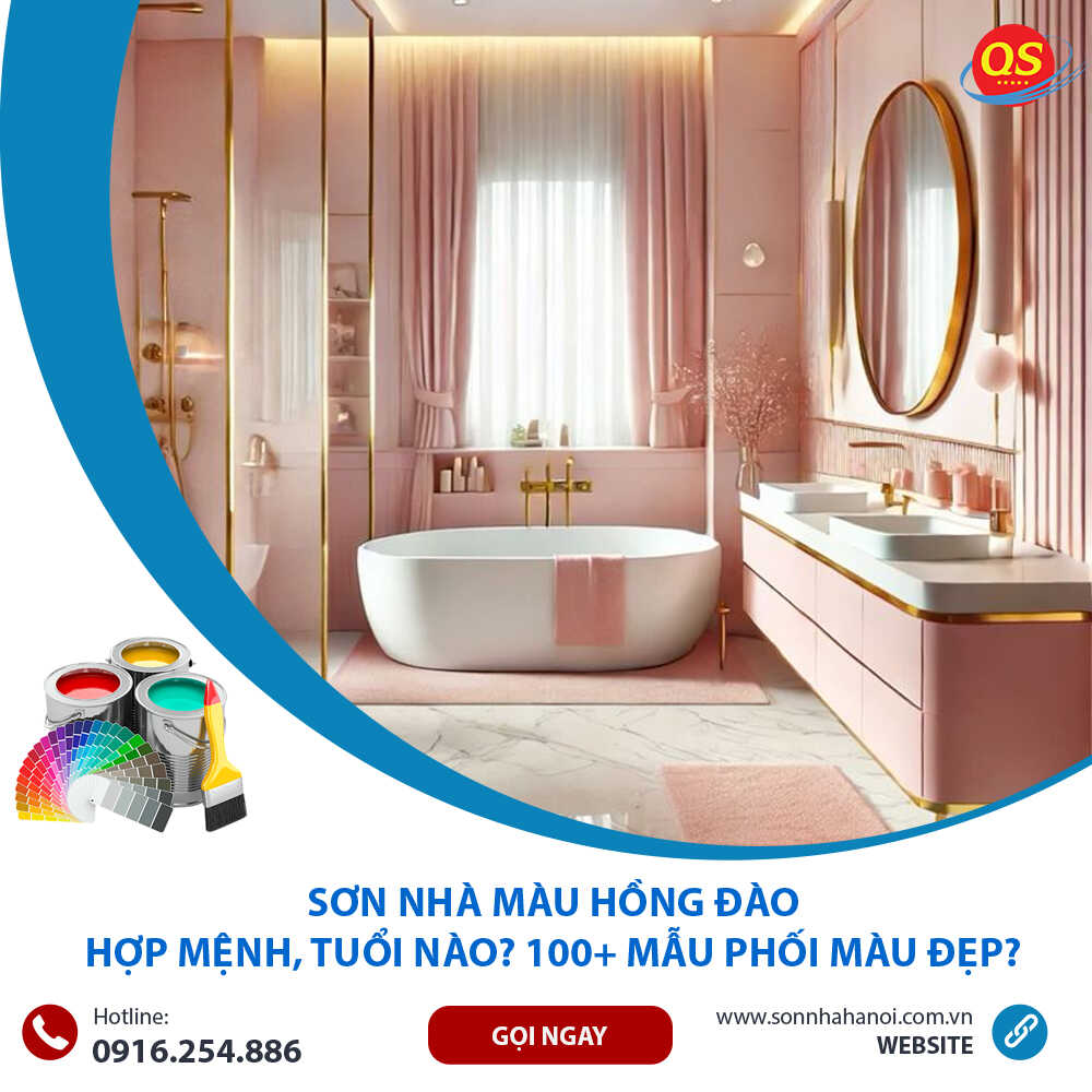 Sơn màu hồng đào cho phòng tắm Sơn màu hồng đào cho phòng tắm