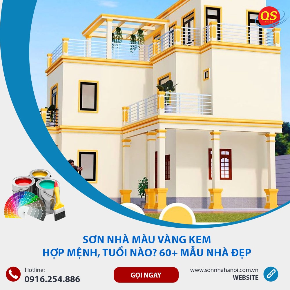 Sơn nhà màu vàng kem cho mặt tiền