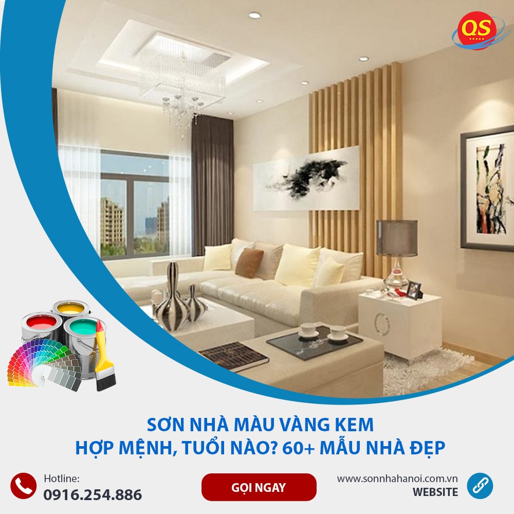 Sơn màu vàng kem cho phòng khách