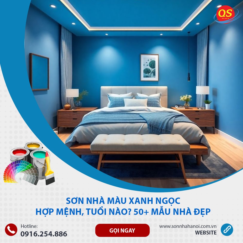 Sơn màu xanh ngọc cho phòng ngủ