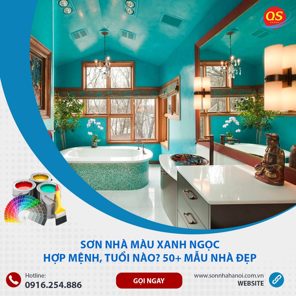 Sơn màu xanh ngọc cho nhà tắm, nhà vệ sinh
