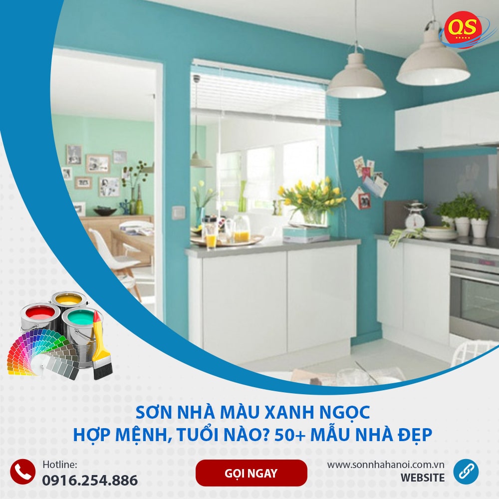 Sơn màu xanh ngọc cho nhà bếp
