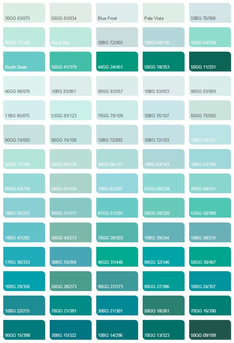 Bảng màu sơn nhà xanh ngọc đẹp bạn nên tham khảo