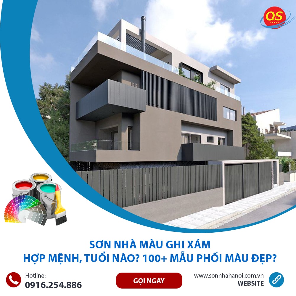 Sơn màu ghi xám cho mặt tiền nhà