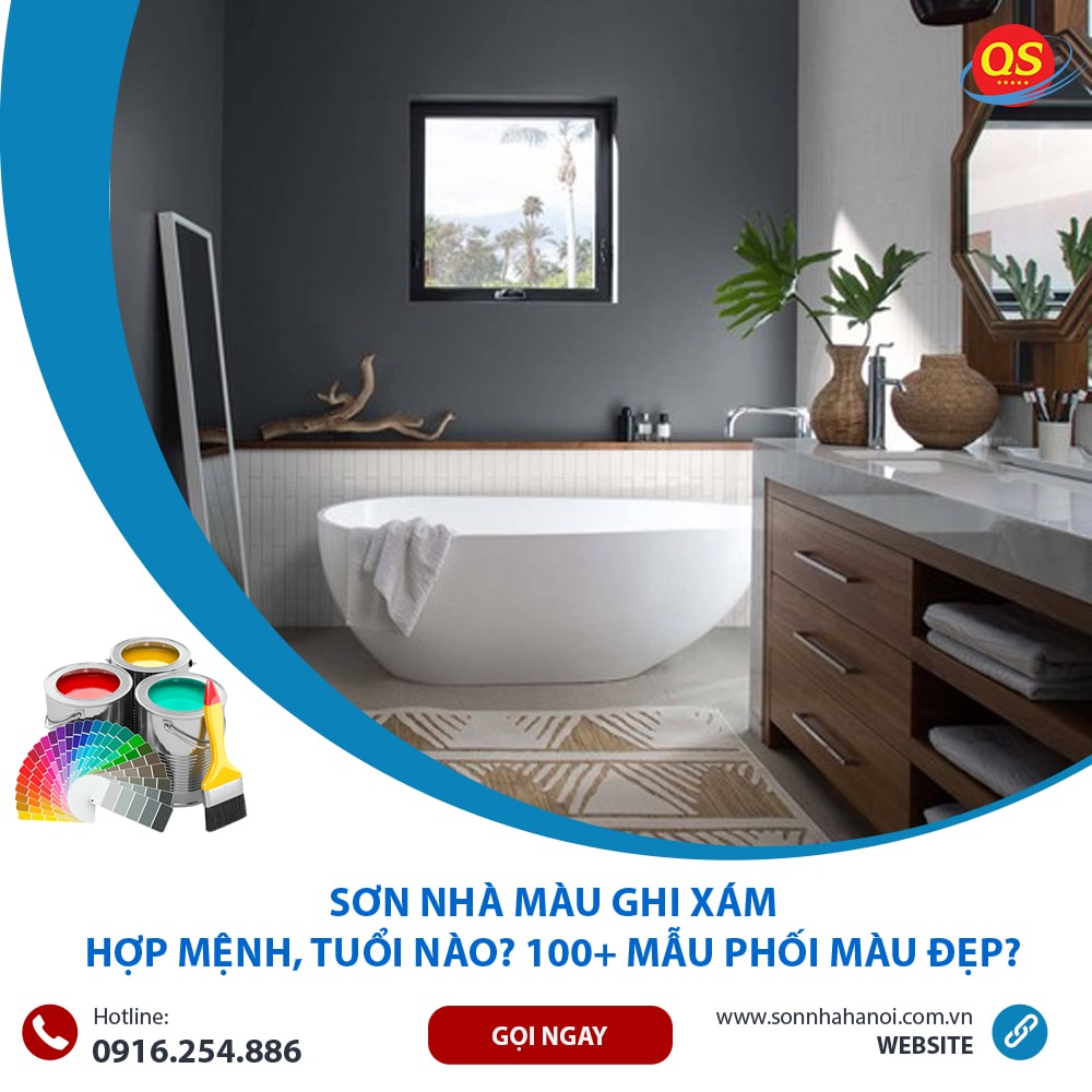 Sơn màu ghi xám cho phòng tắm