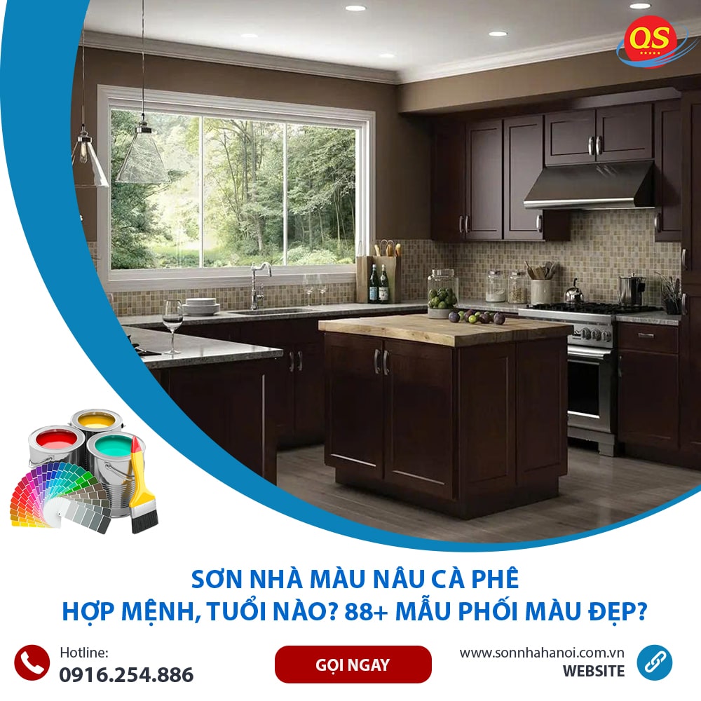 Sơn màu nâu cà phê cho nhà bếp
