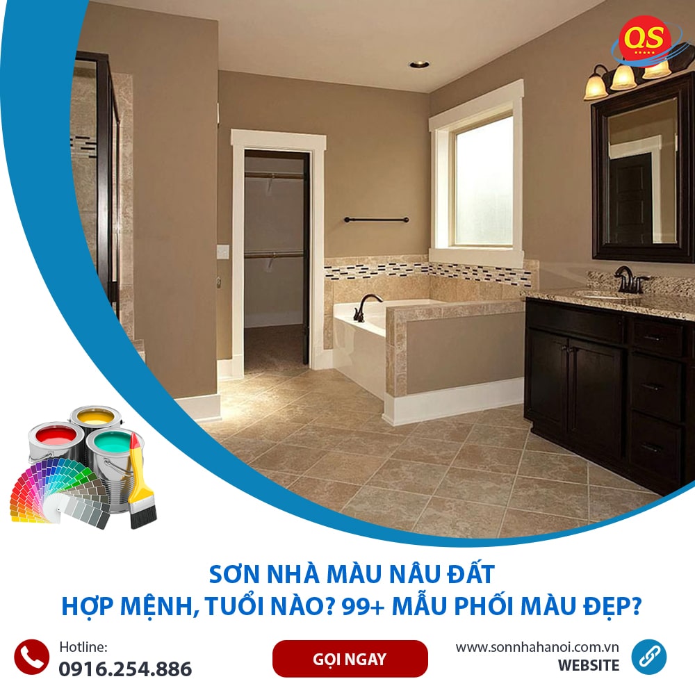 Sơn màu nâu đất cho phòng tắm Sơn màu nâu đất cho phòng tắm