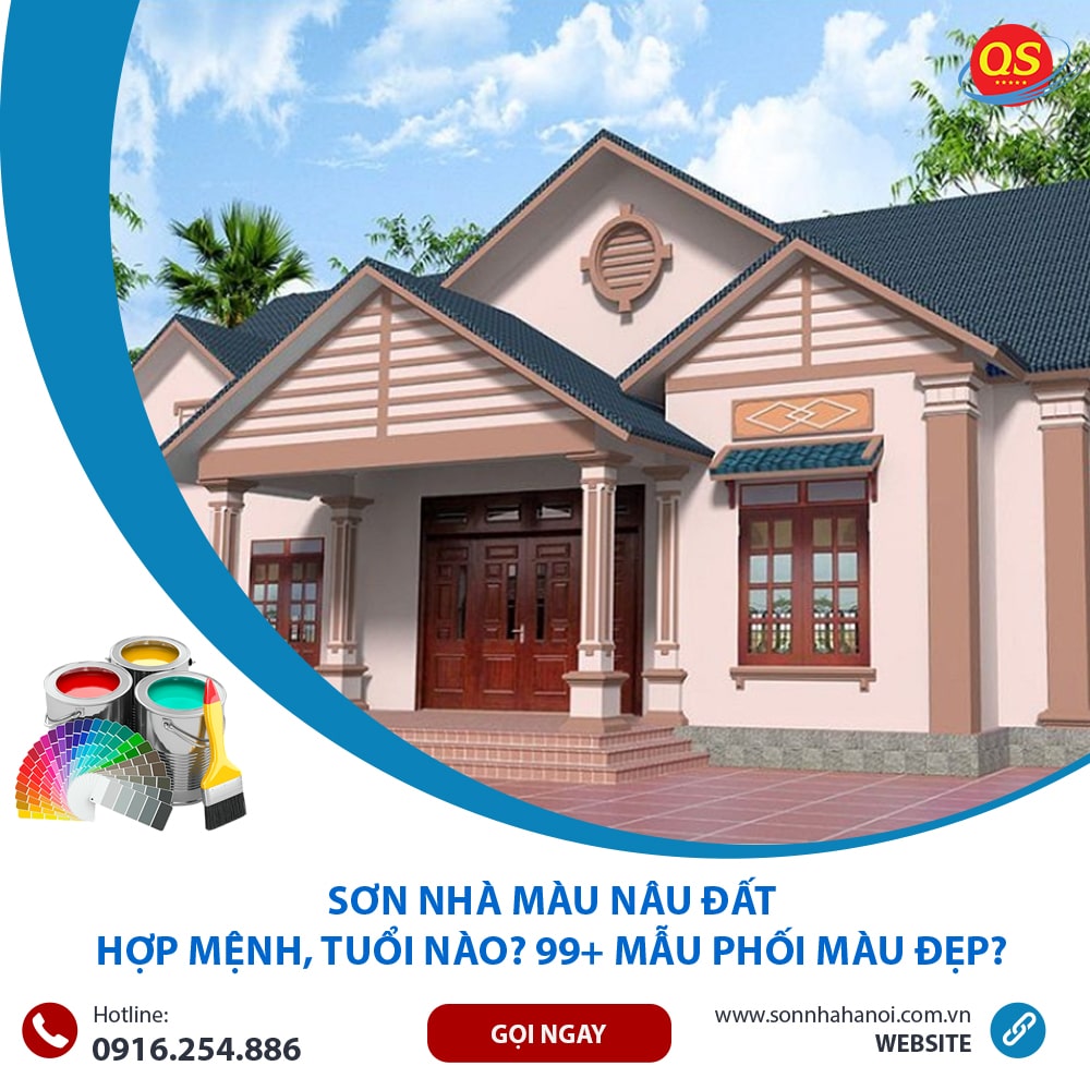 Phối màu sơn nhà màu nâu đất tạo điểm nhấn Phối màu sơn nhà màu nâu đất tạo điểm nhấn