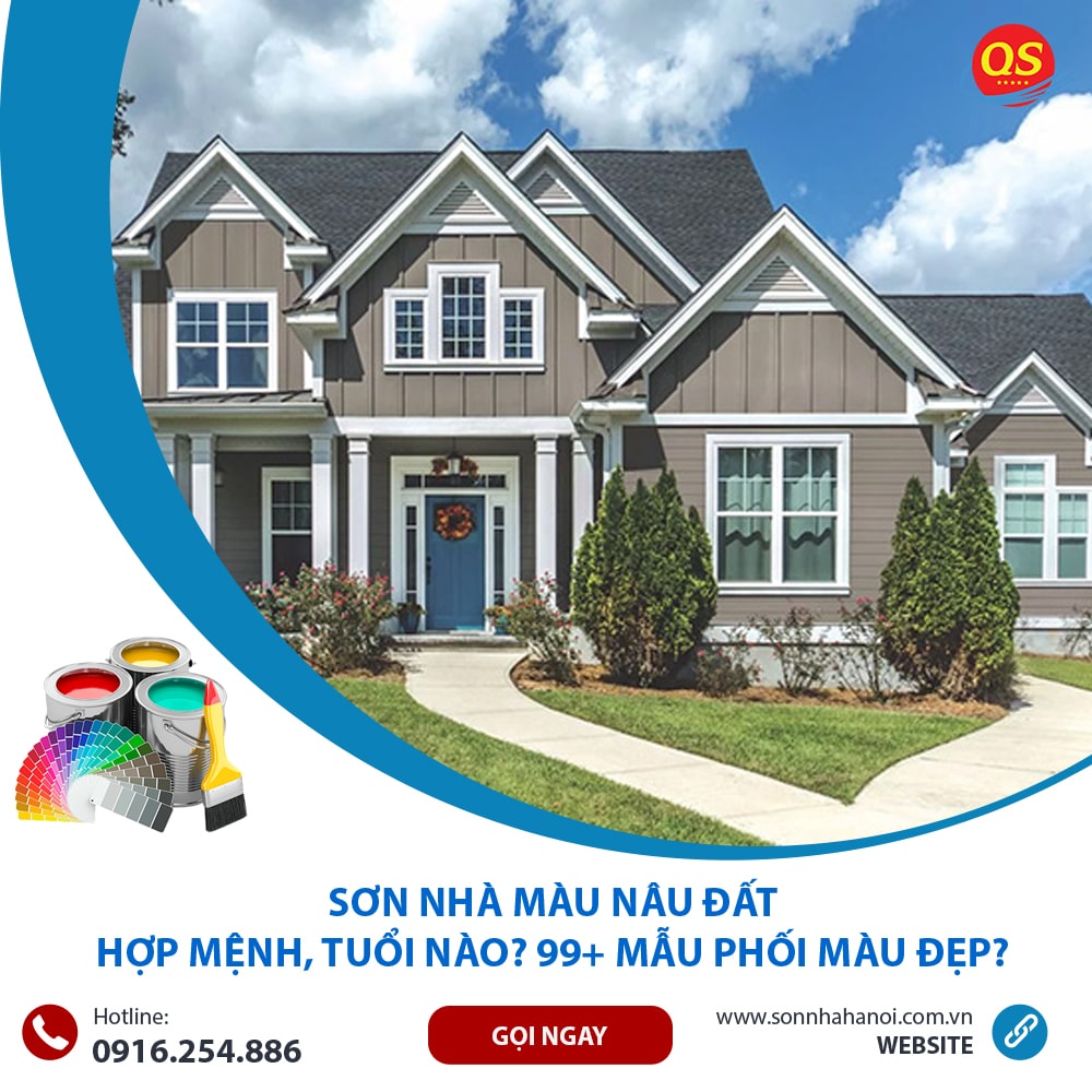 Sơn nhà màu nâu đất mang phong cách tân cổ điển, cổ điển. Sơn nhà màu nâu đất mang phong cách tân cổ điển, cổ điển.