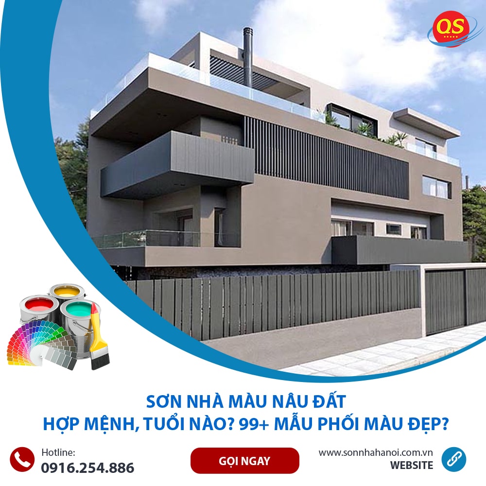 Sơn nhà màu nâu đất nhà vườn, biệt thự sân rộng Sơn nhà màu nâu đất nhà vườn, biệt thự sân rộng