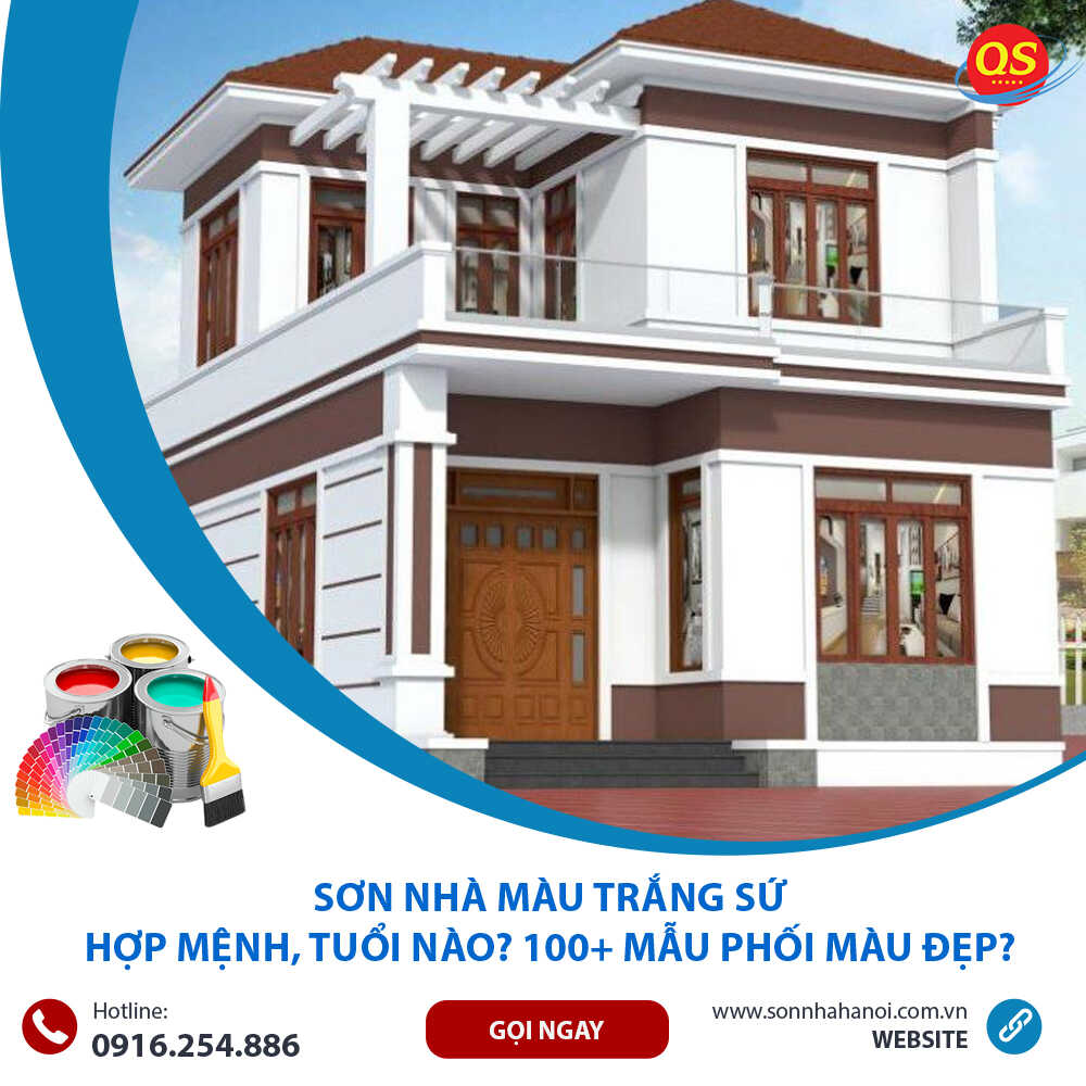Sơn nhà màu trắng sứ kết hợp màu nâu Sơn nhà màu trắng sứ kết hợp màu nâu