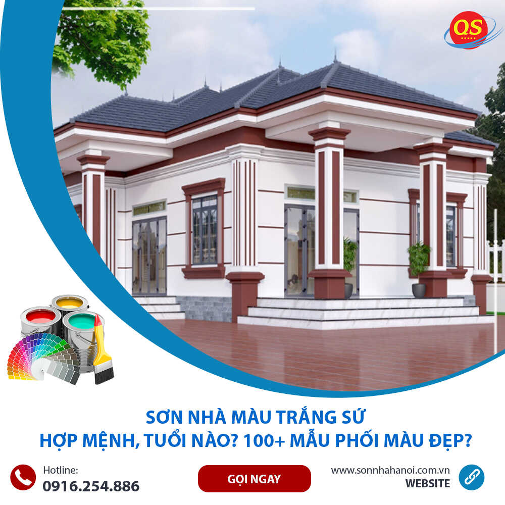 Sơn nhà màu trắng sứ kết hợp với màu cà phê Sơn nhà màu trắng sứ kết hợp với màu cà phê