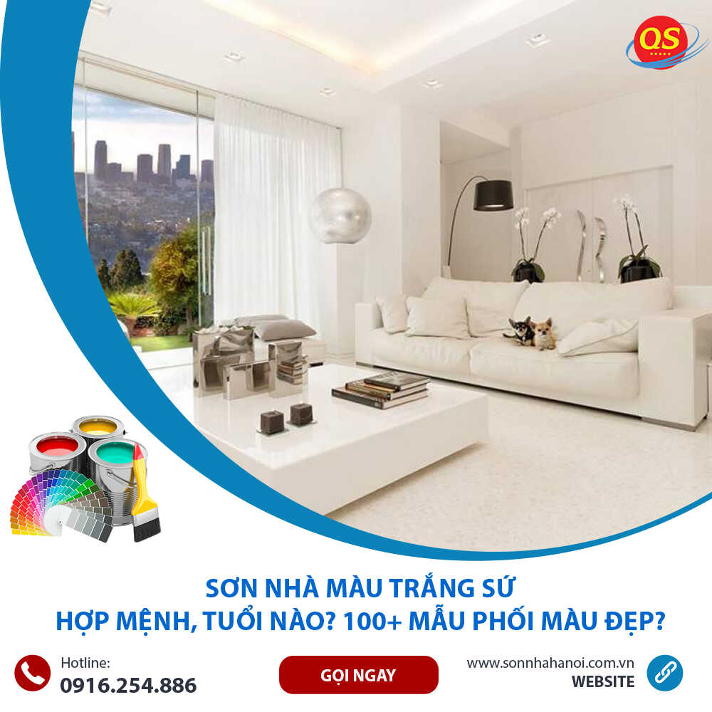 Sơn màu trắng sứ cho phòng khách Sơn màu trắng sứ cho phòng khách