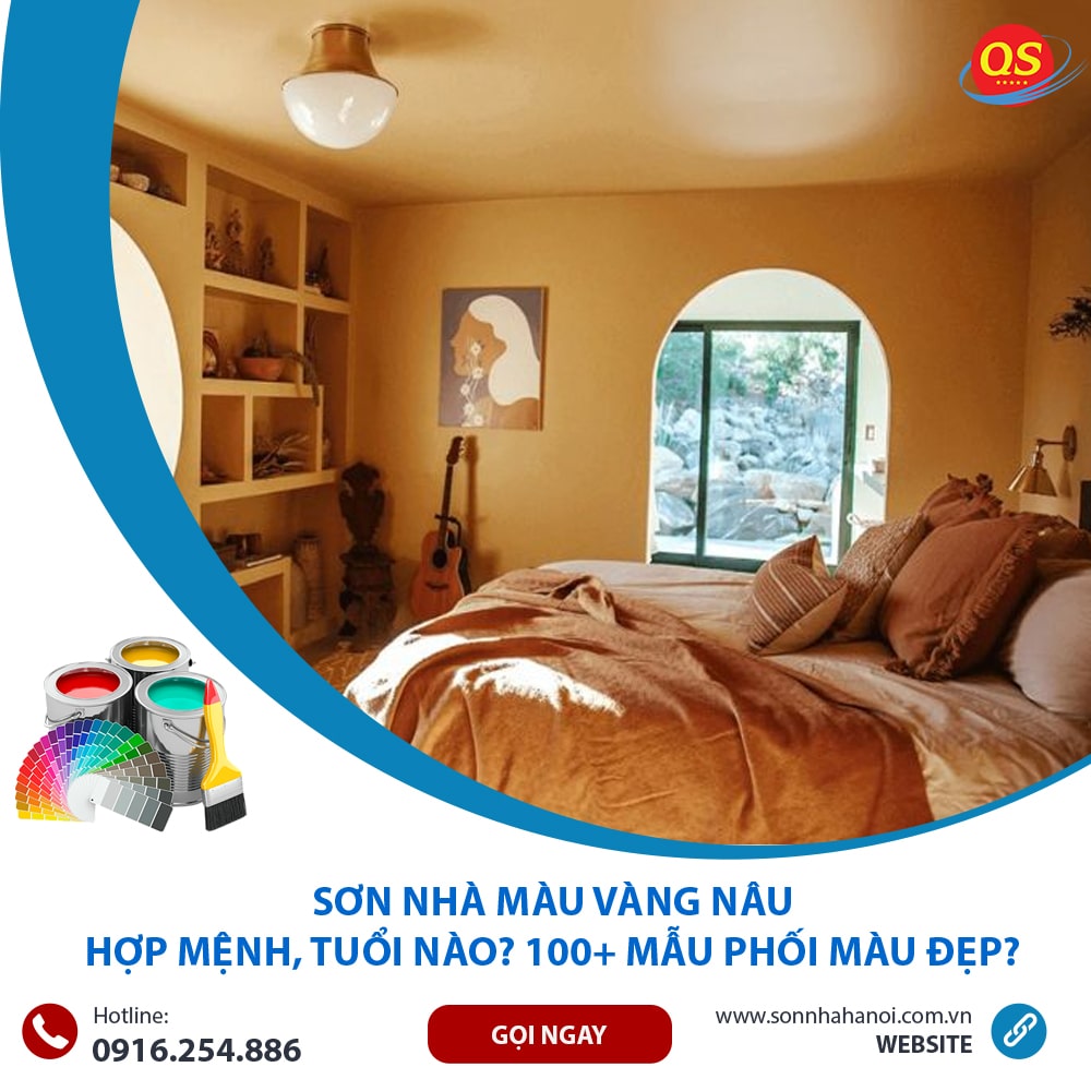 Sơn màu vàng nâu cho phòng ngủ