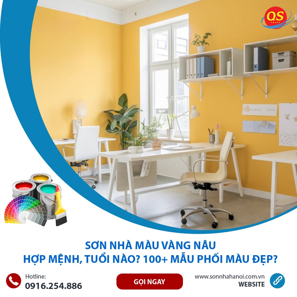 Sơn màu vàng nâu cho phòng làm việc
