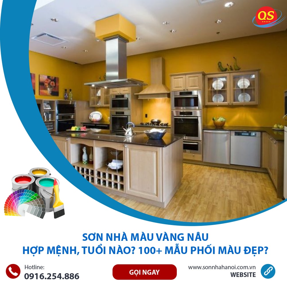 Sơn màu vàng nâu cho nhà bếp