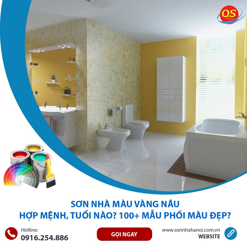 Sơn màu vàng nâu cho phòng tắm