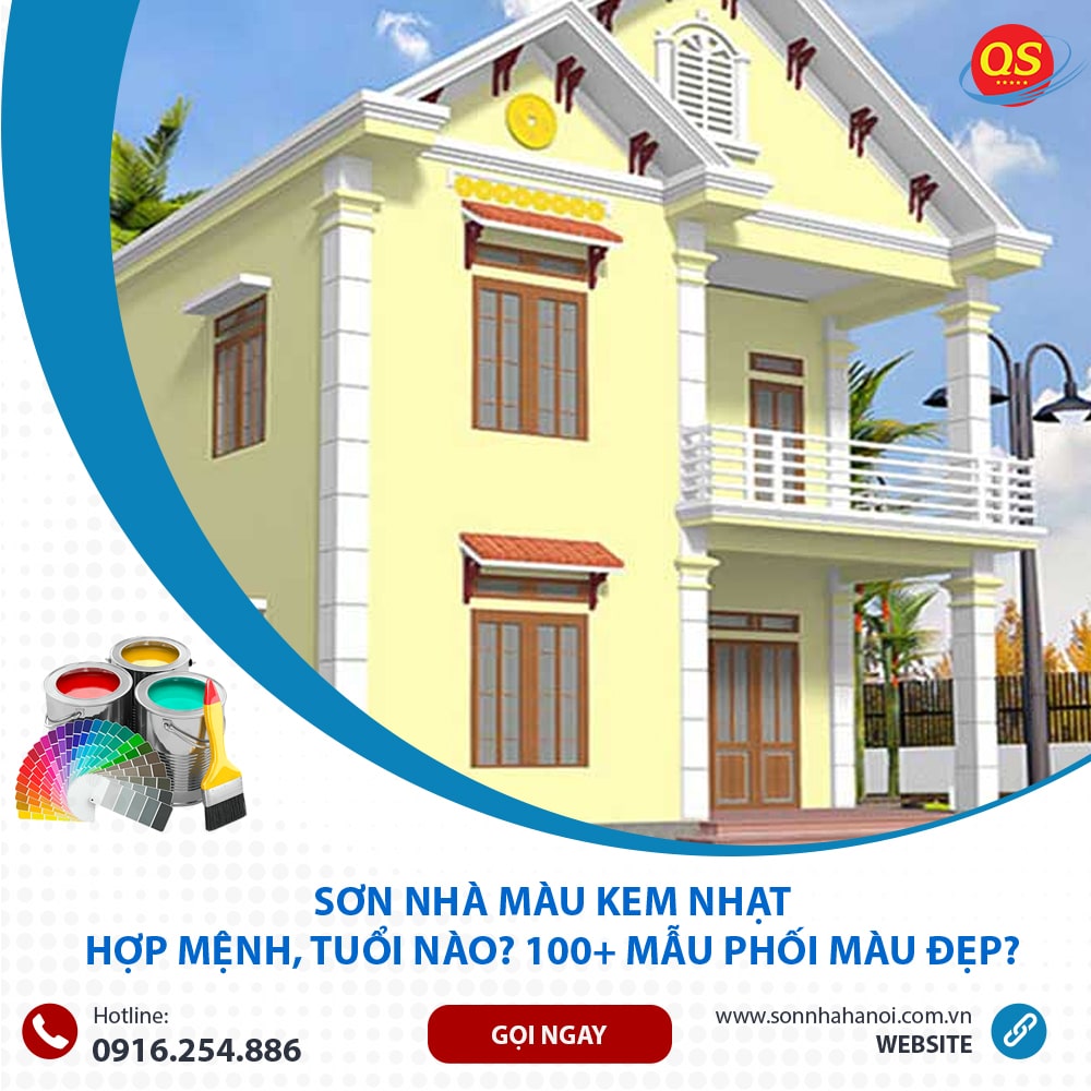 Sơn màu kem nhạt cho mặt tiền nhà