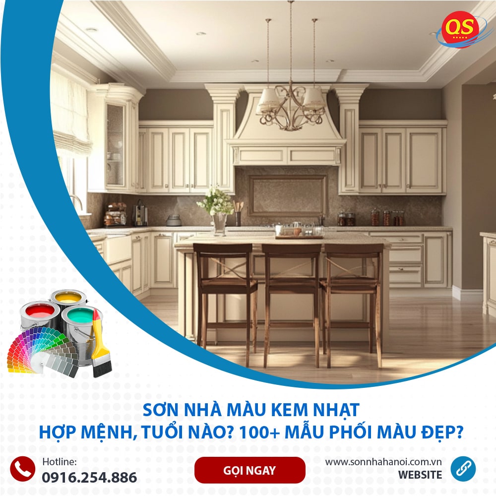 Sơn màu kem nhạt cho nhà bếp