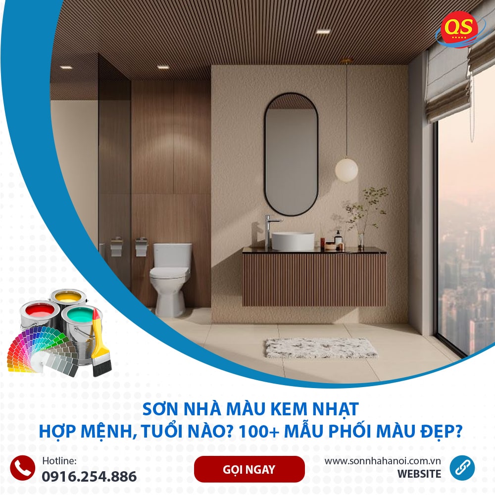 Sơn màu kem nhạt cho phòng tắm