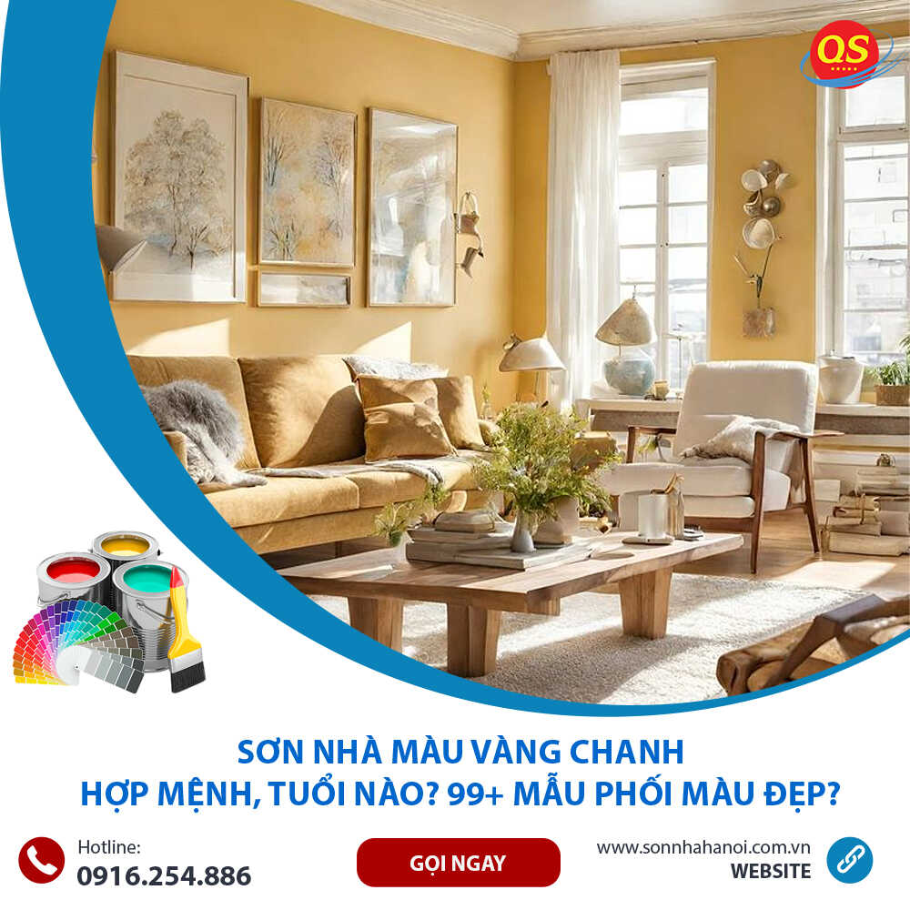 Sơn màu vàng chanh cho phòng khách