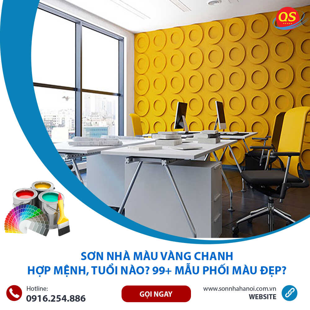 Sơn màu vàng chanh cho phòng làm việc