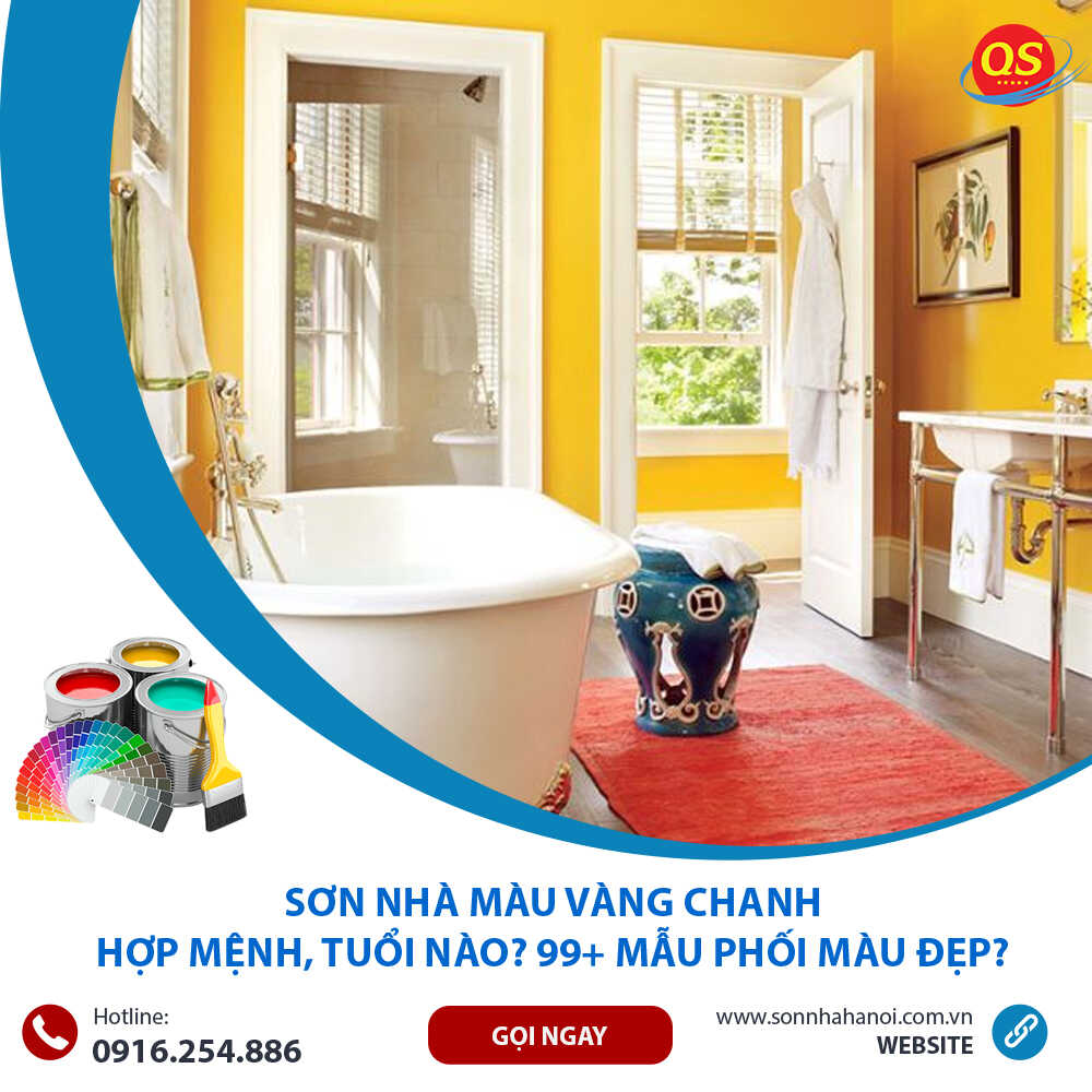 Sơn màu vàng chanh cho phòng tắm