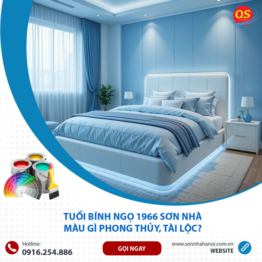 Màu sơn phòng ngủ chuẩn phong thủy cho người tuổi Bính Ngọ 1966