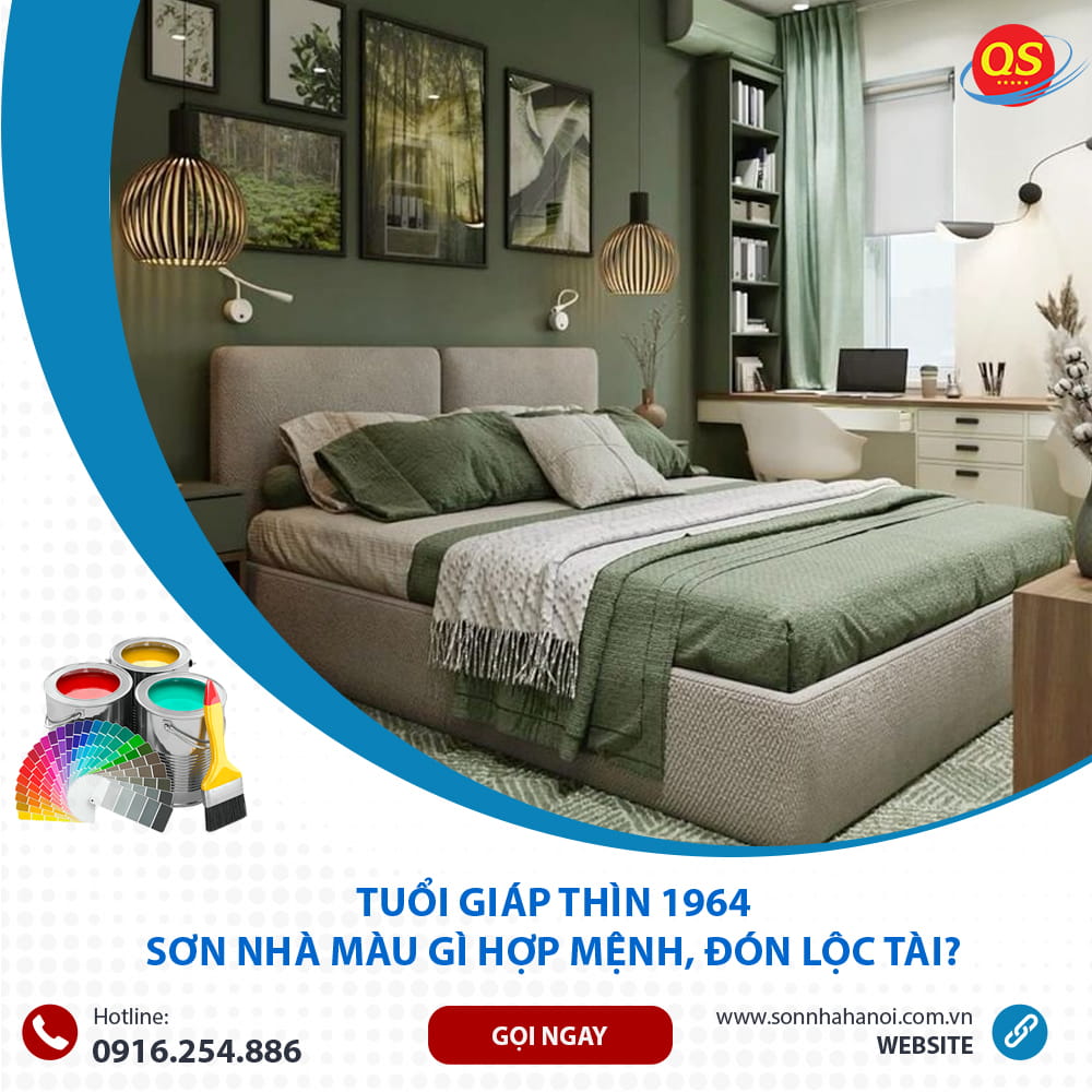 Màu sơn phòng ngủ chuẩn phong thủy cho người tuổi Giáp Thìn 1964 - màu xanh rêu nhạt Màu sơn phòng ngủ chuẩn phong thủy cho người tuổi Giáp Thìn 1964 - màu xanh rêu nhạt