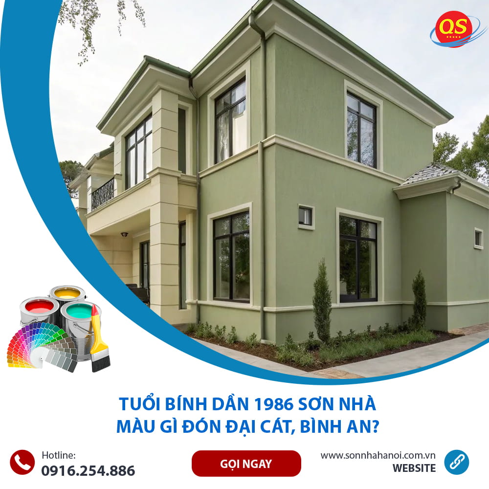 Màu sơn mặt tiền nhà chuẩn phong thủy cho người tuổi Bính Dần 1986