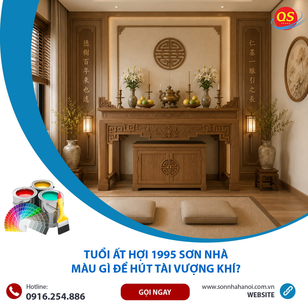 Phòng thờ tông kem và gỗ tự nhiên trang nghiêm, ấm cúng Phòng thờ tông kem và gỗ tự nhiên trang nghiêm, ấm cúng