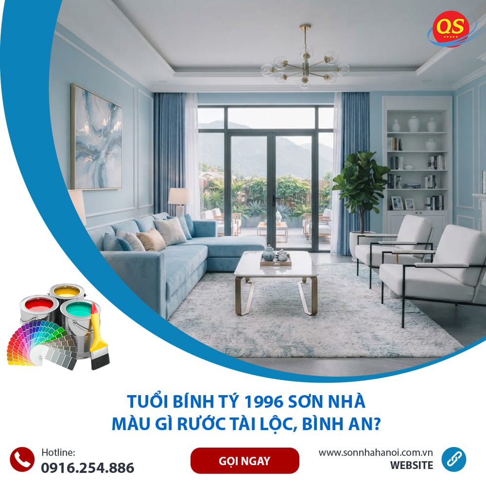 Phòng khách phối trắng và xanh dương nhẹ hợp phong thủy tuổi 1996 Phòng khách phối trắng và xanh dương nhẹ hợp phong thủy tuổi 1996