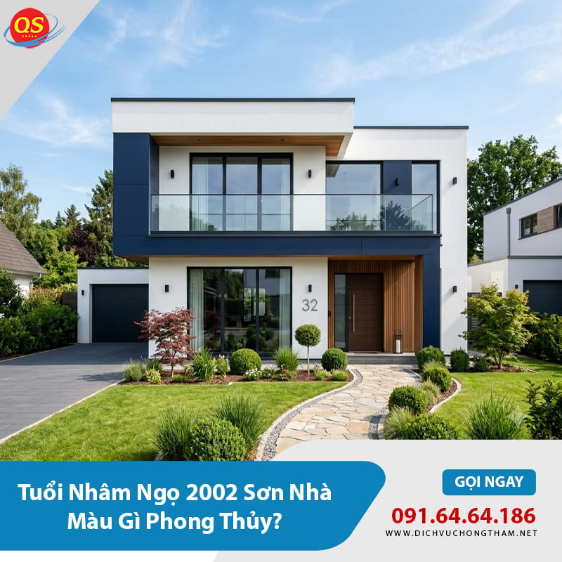 Mặt tiền trắng phối xanh than