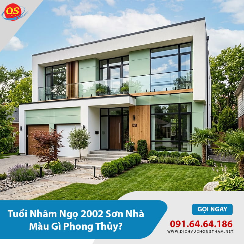 Mặt tiền phối trắng và xanh lá giúp công trình nổi bật nhưng vẫn hài hòa, gần gũi với thiên nhiên.