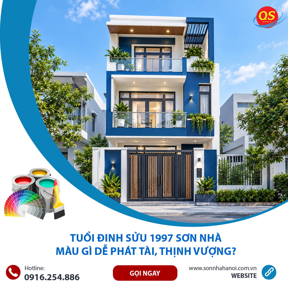 Mặt tiền nhà phố phối trắng - xanh navy
